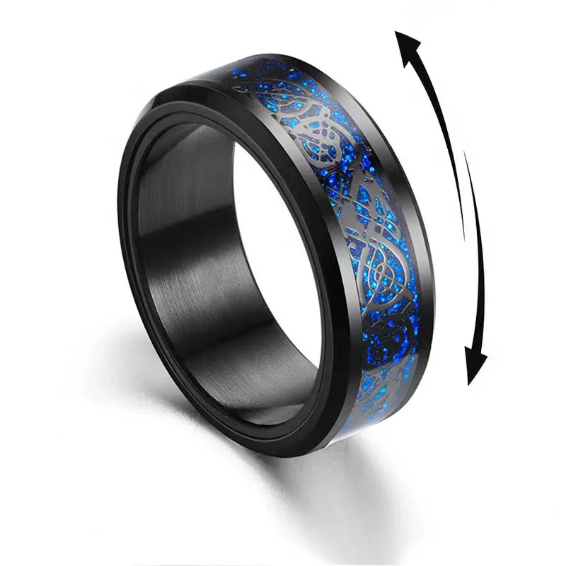 Stainless Steel Viking Celtic Dragon Rotating Rings For Men Anti Stress And Anxiety Relife Spinning Ring Anillos De Ansiedad stainless steel ring finger ring fidget spinner ring animal ring