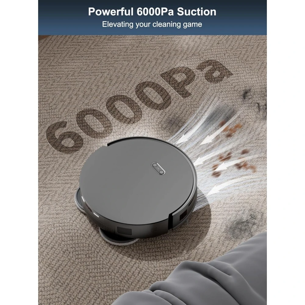 Commercial Wash Robots, Robot Vacuum Mop Combo, 6000 Pa Suction, Hidden LiDAR Navigation & Auto Lift Dual Mops, Wash Robots