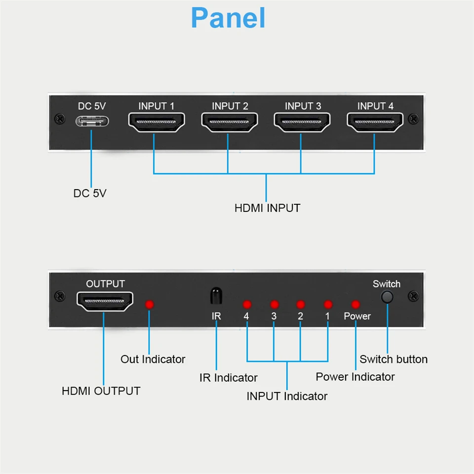 8K HDMI 2.1 Switcher Selector 4K 120Hz HD Switch HDMI Splitter 4 In 1 Out 3 In 1