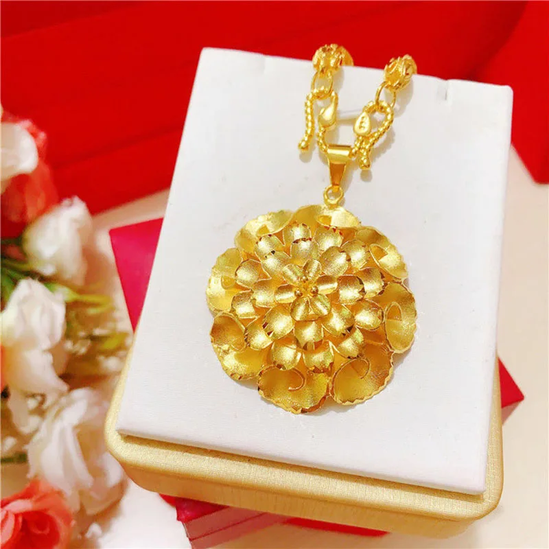 Dubai Fashion Jewelry Set 24K Gold Plated Necklace Ring CHD21471