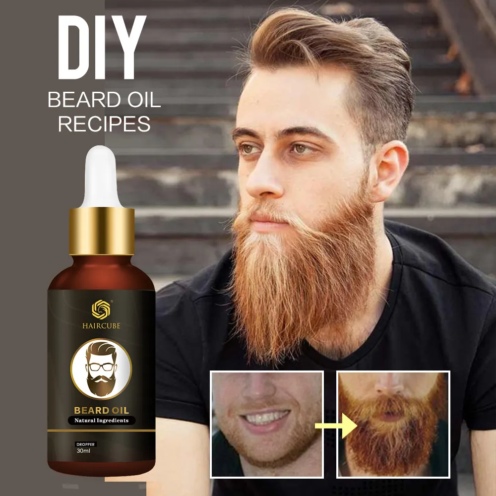 HAIRCUBE Men Beard Growth Oil Fast Beard Growth Enhancer Thicker Oil 100% Natural Hair Growth Nourishing Beard Care Product