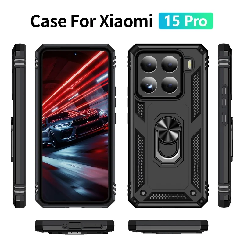 Shockproof Armor Bumper Case with Car Magnetic Holder Ring and Enhanced Protection