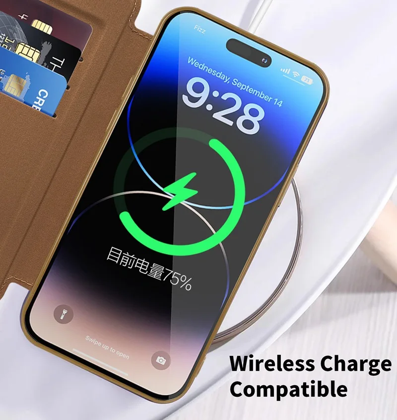 Capa De Couro Flip Para Iphone 11