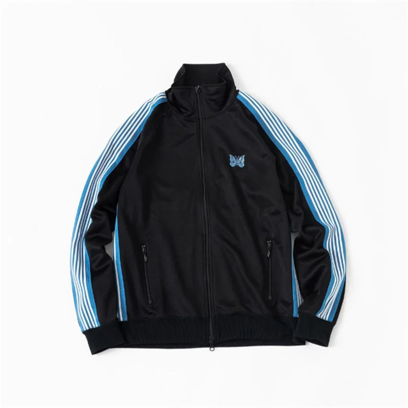 

2023ss New Needles Jacket Coat Men Women 1:1 High Quality Ice Blue Ribbon Set Butterfly Embroidery Sportswear