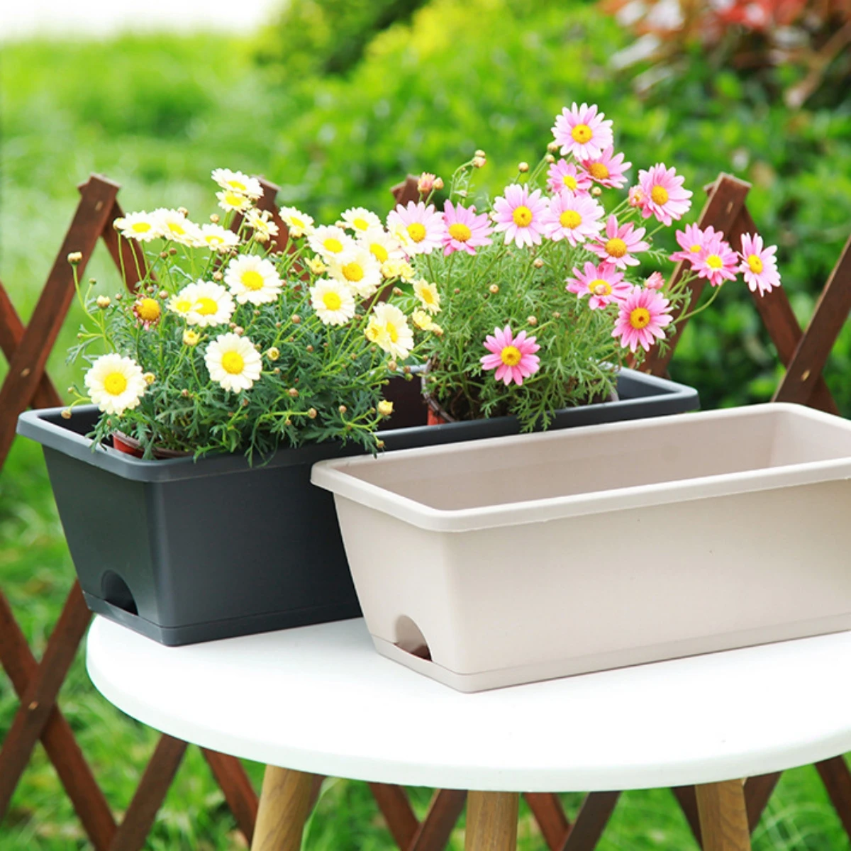 Collection of planters in various available colors.