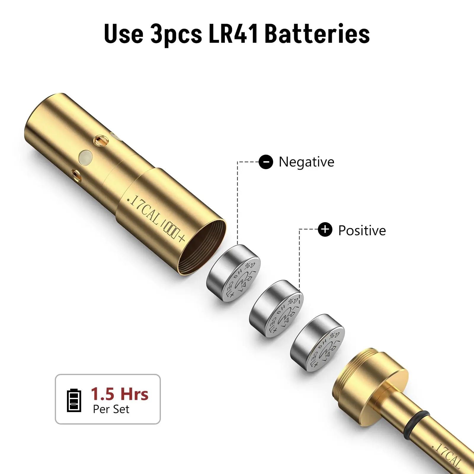 Laser Bore Sight for.17HMR/.177 Cal, End Barrel Bore Sight Laser, Red Laser Boresighter with 4 Sets of Batteries Spare O-Rings