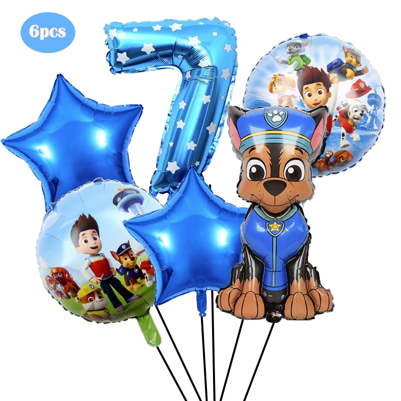 Decoración para fiesta de cumpleaños de Paw Patrol, vajilla de papel roja de Paw Patrol, vasos, platos y servilletas, kit de globos, juego de suministros para feliz cumpleaños