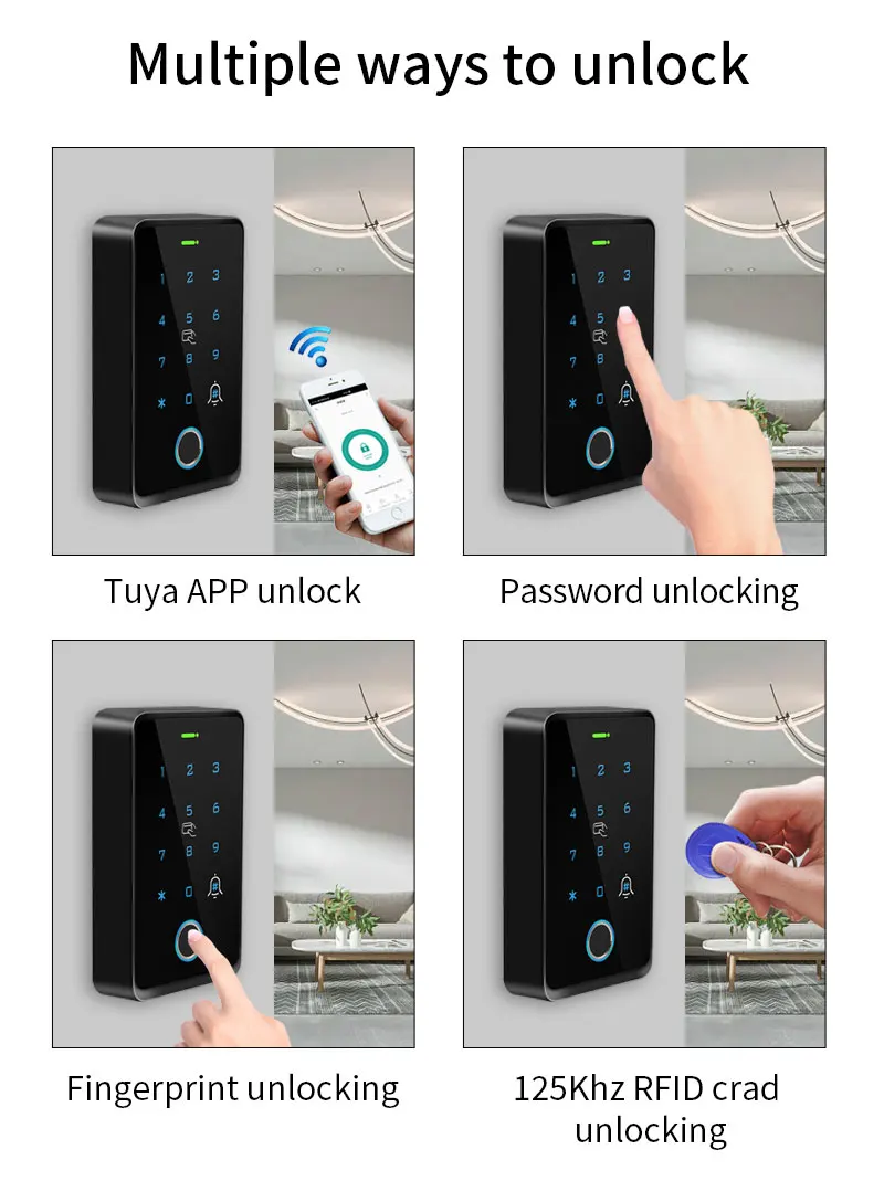 WiFi Tuya Fingerprint Access Controller Outdoor Waterproof Standalone RFID Keypa