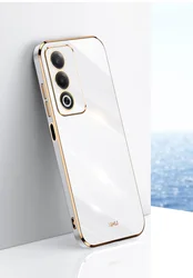Shockproof Plating Silicone Bumper TPU Back Cover - Soft Matte Phone Case for With Ring Holder (White)