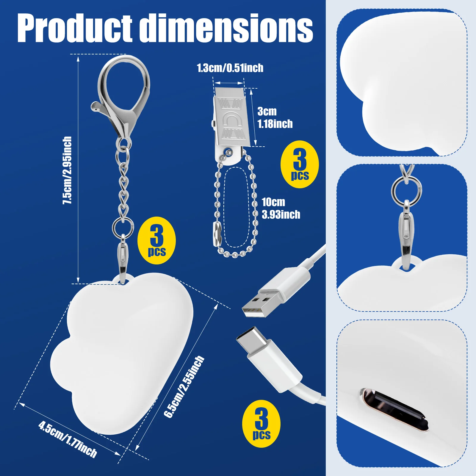 2/3Pcs Purse Light Hanging Keychain LED Automatic Sensor Purse Lamp Mini Touch Activated Handbag Decor Lamp Christmas Gifts