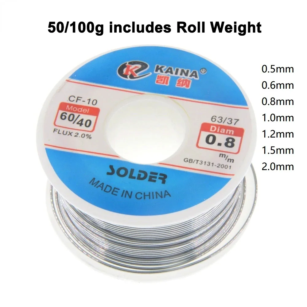 Solder Wire Tin 0.5/0.6/0.8/1.0/1.2/1.5/2.0mm Roll Clean Rosin Welding Core Flux Reel Tube