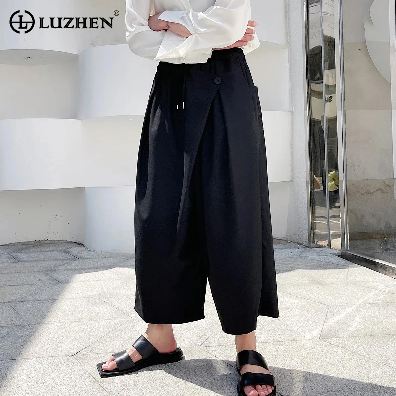 

LUZHEN 2024 Summer New Trendy Elegant Solid Color Nine Points Trousers Men High Quality Straight Tube Loose Casual Pants B76b0f