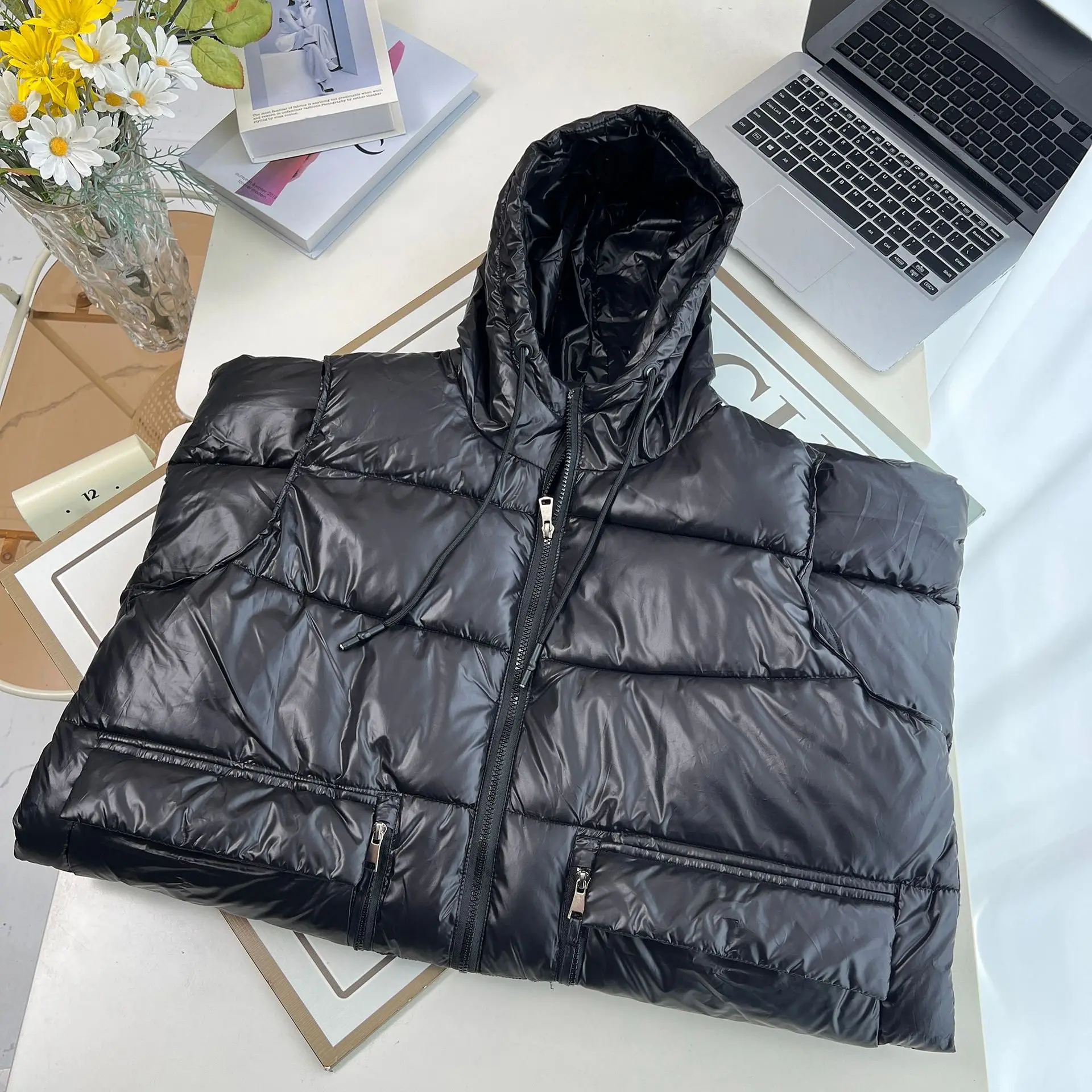 XXXXXL Fashion Plus Size Women's Parka New Winter Style Warm Mid Length Hooded Padded Vest Sleeveless Zipper Long Waistcoat 6879