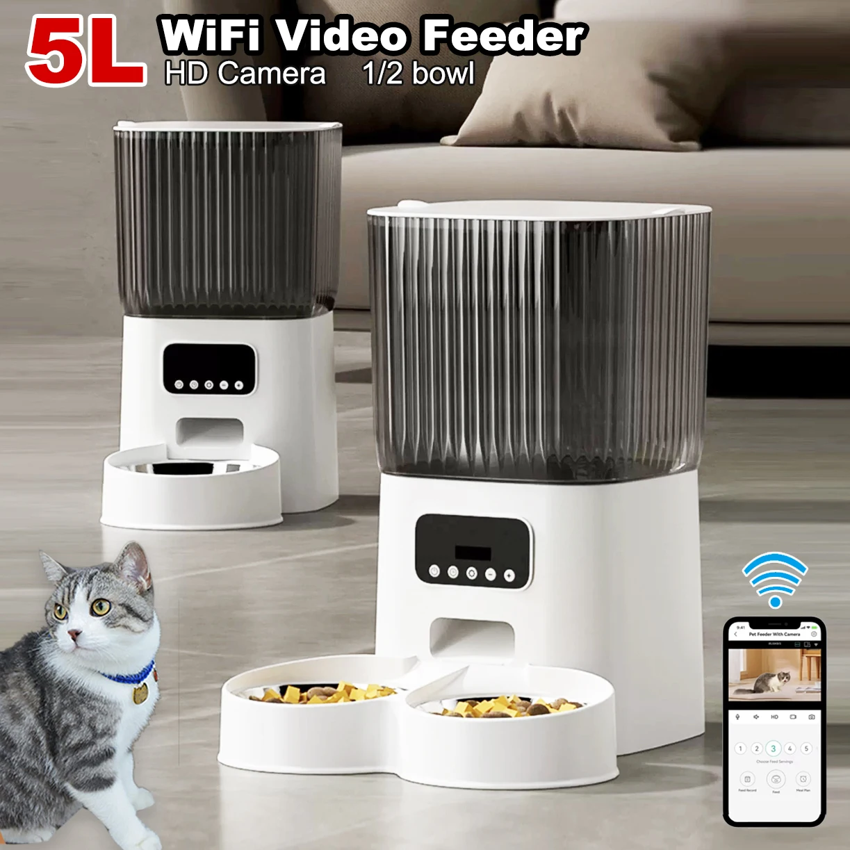 5LCatAutomaticFeederwithCameraHDSmartInteractivePetRemote