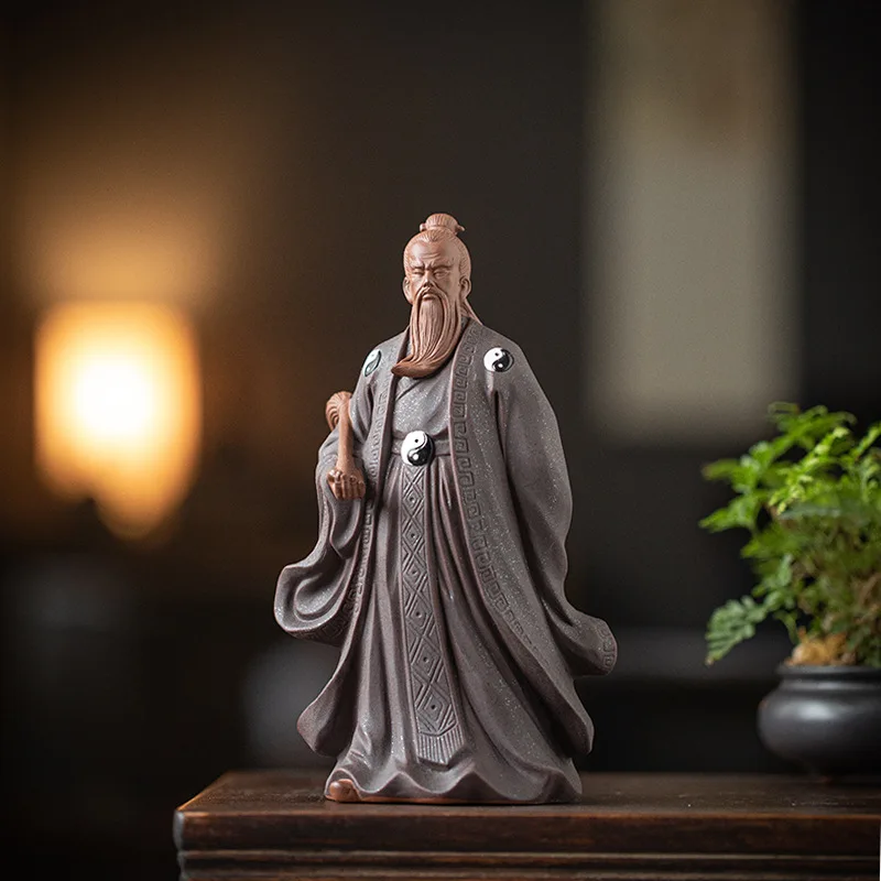 Chinese Zen style purple clay crafts, Tai Chi, Zhang Sanfeng, legendary figures, ornaments, home furnishings, living decorations