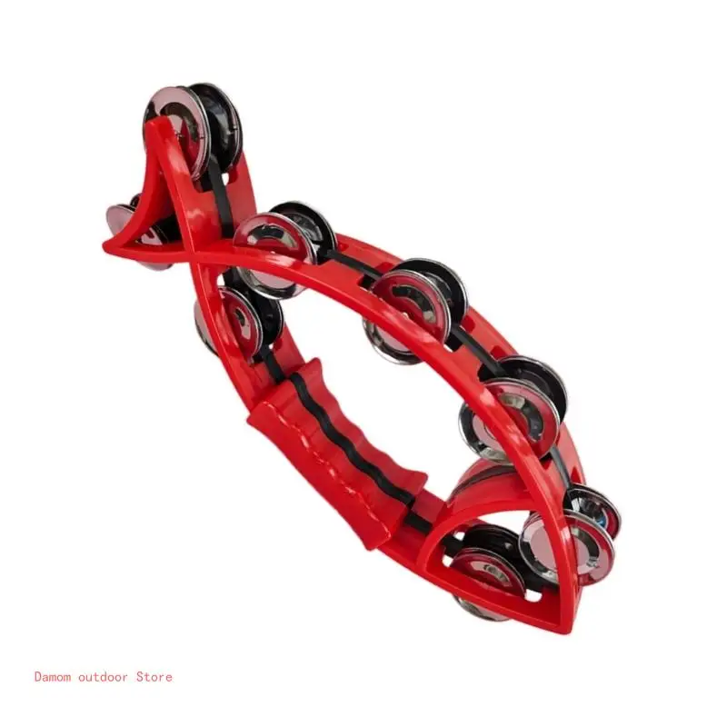 Fish Shaped Double Row Tambourines Handheld Percussion Half Moon Tambourine