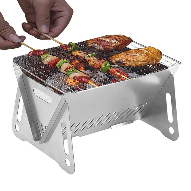 BBQ Charcoal Grill, Folding Portable Lightweight Small Barbecue Grill Tools  for Outdoor Grilling Cooking Camping Picnics Party - AliExpress