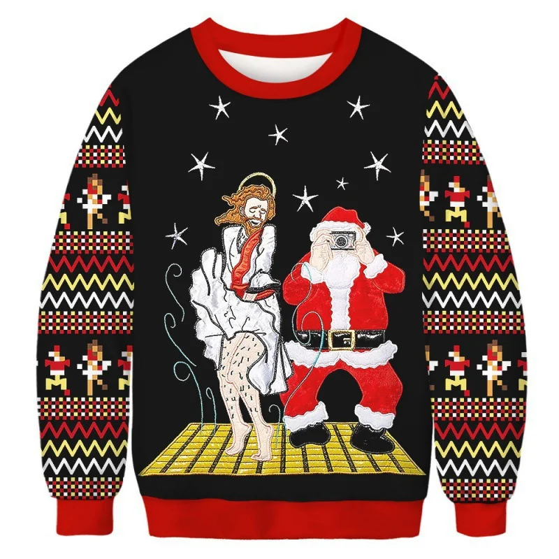 

Men Women Ugly Christmas Sweater Funny Anime Pattern Climax Tacky Christmas Jumpers Tops Couple Holiday Party Xmas Sweatshirts