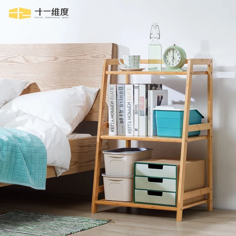 

Bookshelf simple floor living room nanzhu multilayer storage rack bedroom storage rack display rack family bookcase organizer