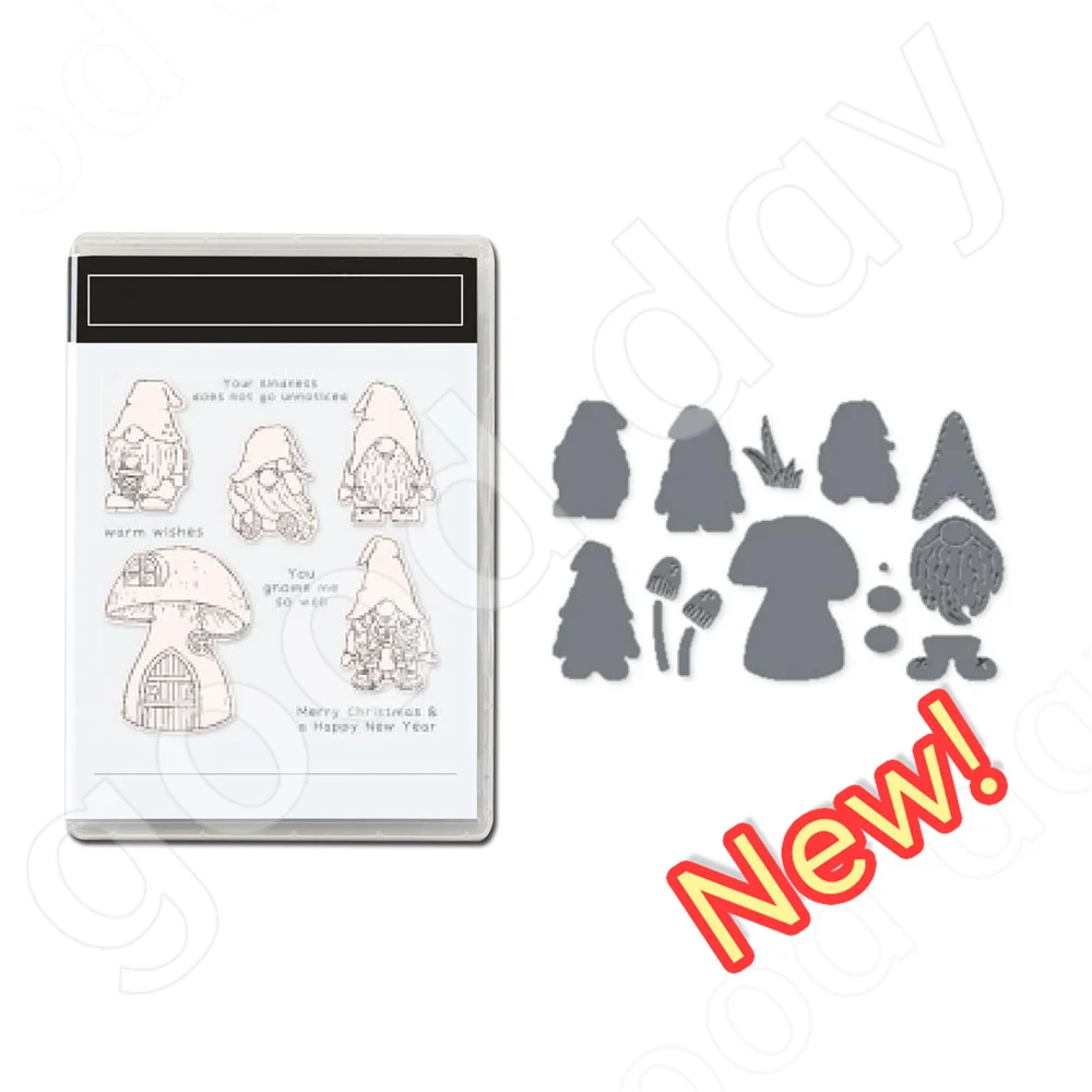

2022 Christmas New Arrival mushroom house and dwarf Clear Stamps or Metal Cutting Dies Sets for DIY Craft Making Scrapbooking