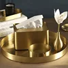 Manual Brass Tissue Box Advanced Texture Living Room Paper Boxes Modern Manual Art Dining Room Napkin Organizer Home Decoration 2