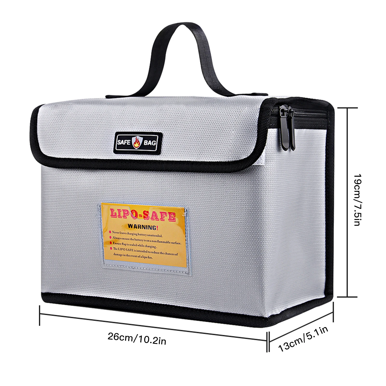 Fireproof Explosionproof Lipo Battery Guard Safe Bag Large Storage Space for Battery Storage Charging with Double Metal Zipper 2