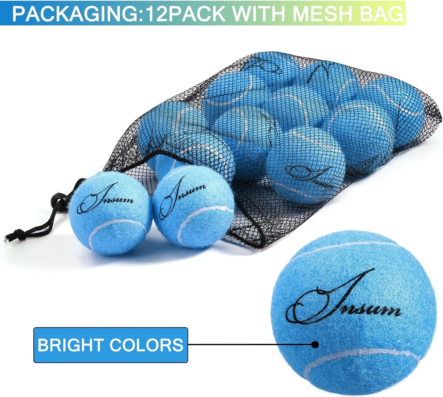 MRYCZ FYRHD 60 Pack Tennis Balls, Training Tennis Balls, Pet Dog Playing Balls, Practice Tennis Balls With Mesh Bag For Transport And Beginner Training - View #2