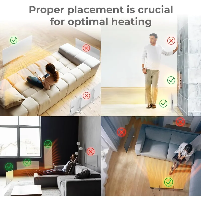 AENO Infrared Heater Thermostat 700 Watt Energy Saving Panel Electric Heater Smart Wall Mount Freestanding Space Indoor