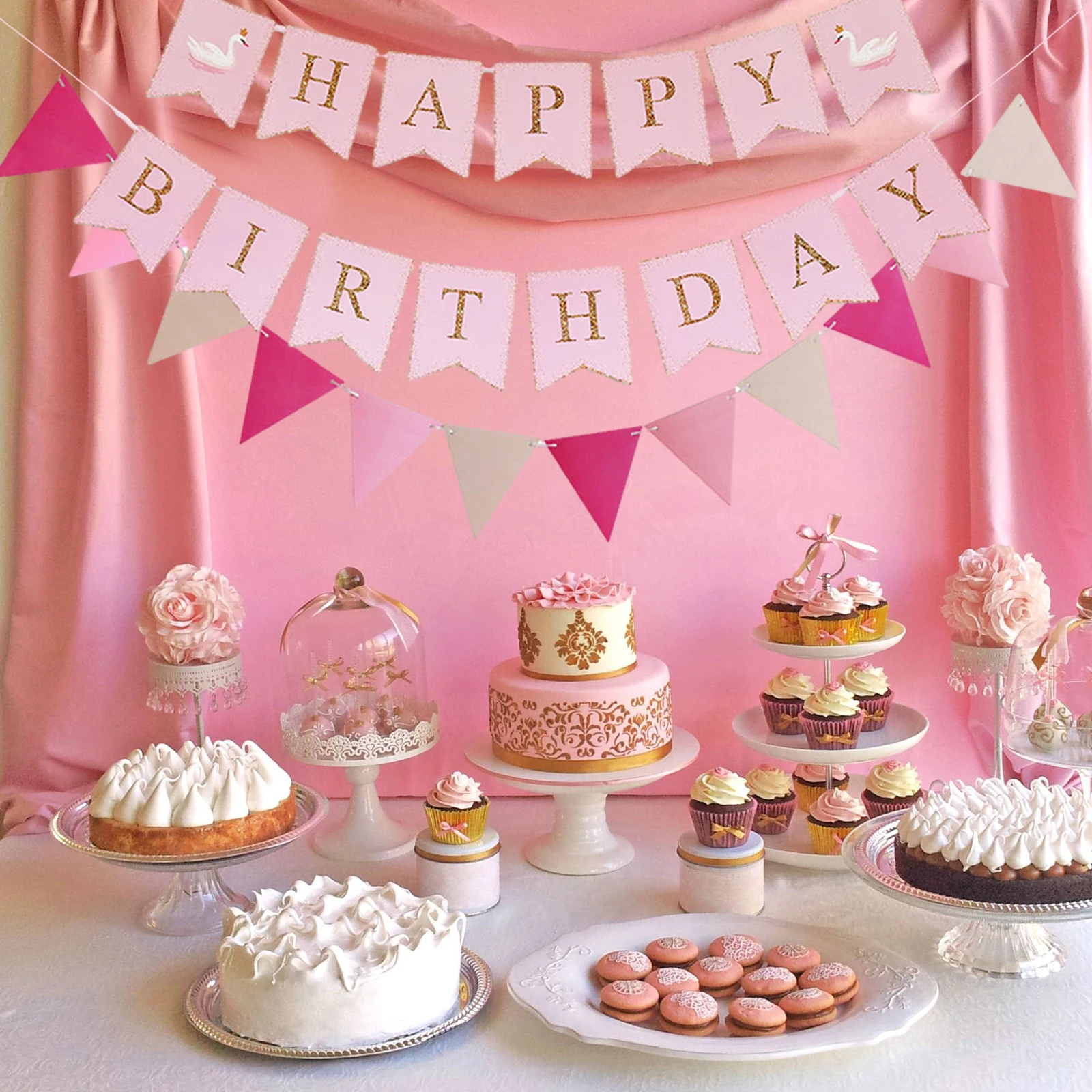 Birthday Banner Party Decorations Bunting Banner Happy Birthday Baby Garland Flag For Baby Shower Party