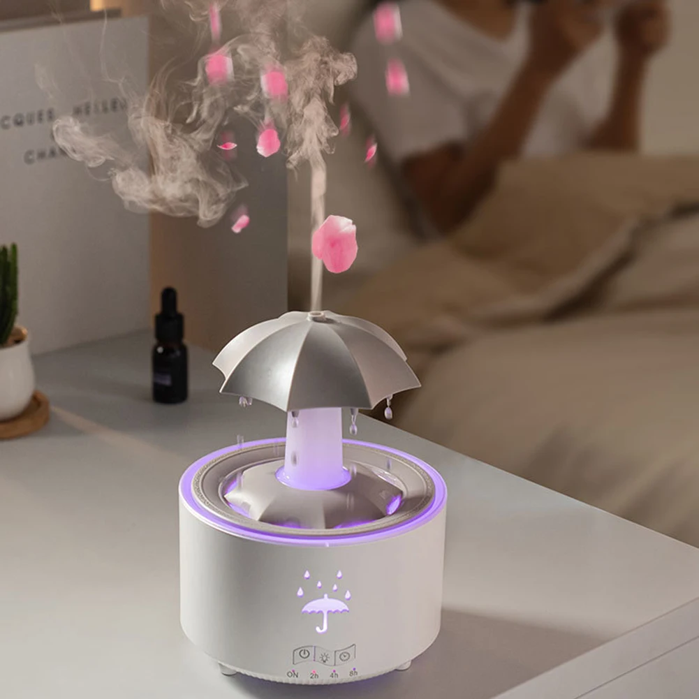 Cloud Rain Humidifier Raindrop Aromatherapy Essential Oil Diffuser Night Light Fountain Water Drop Sound 7 Colors LED Diffuser 2