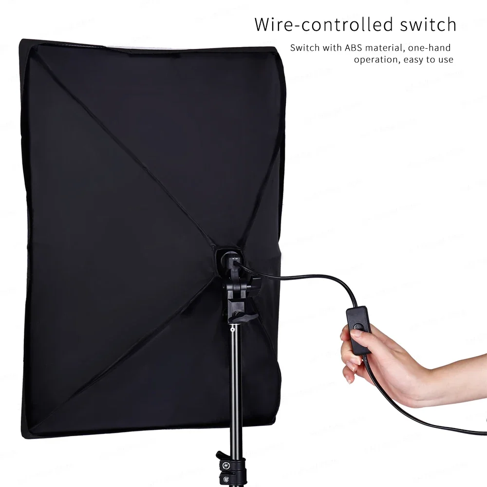 Photography 50x70CM Softbox Lighting Kits Professional Light System With E27 Photographic Bulbs