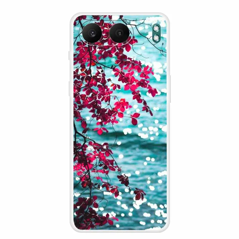 Clear Silicone Case with Landscape Flower Design - Soft TPU Back Cover