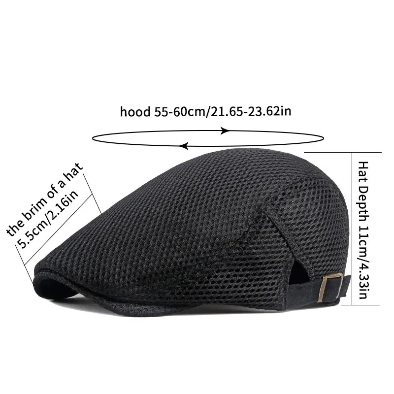 Men Cabbie Flat Cap Breathable Mesh Summer Spring Hat Adjustable Newsboy Beret Ivy Cap Ideal Choice for Gifts