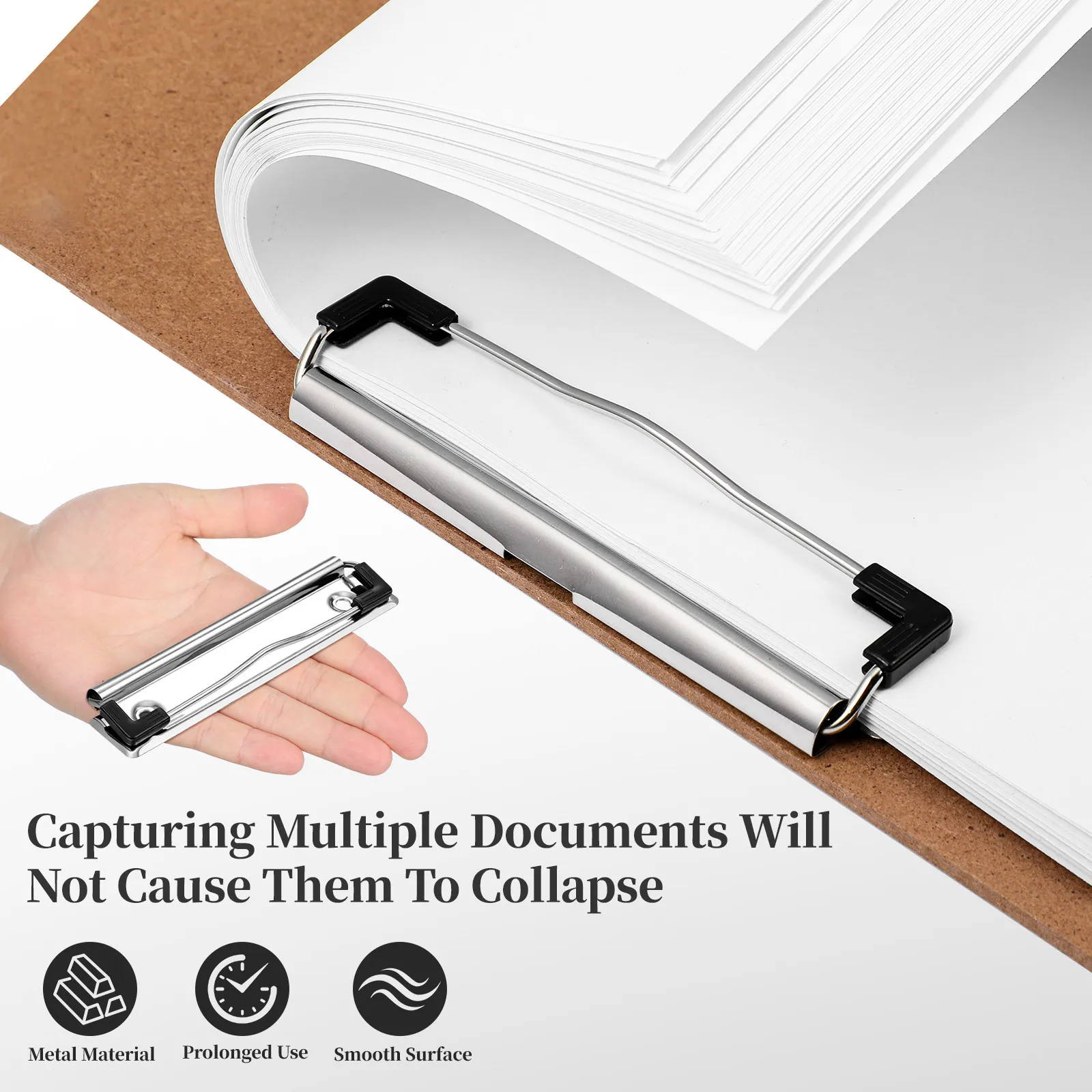 베스트셀러 10개입 12cm 금속 클립보드 클립(30개 못 포함), 장착 가능한 견고한 파일 클램프, 다기능 문서 클립
