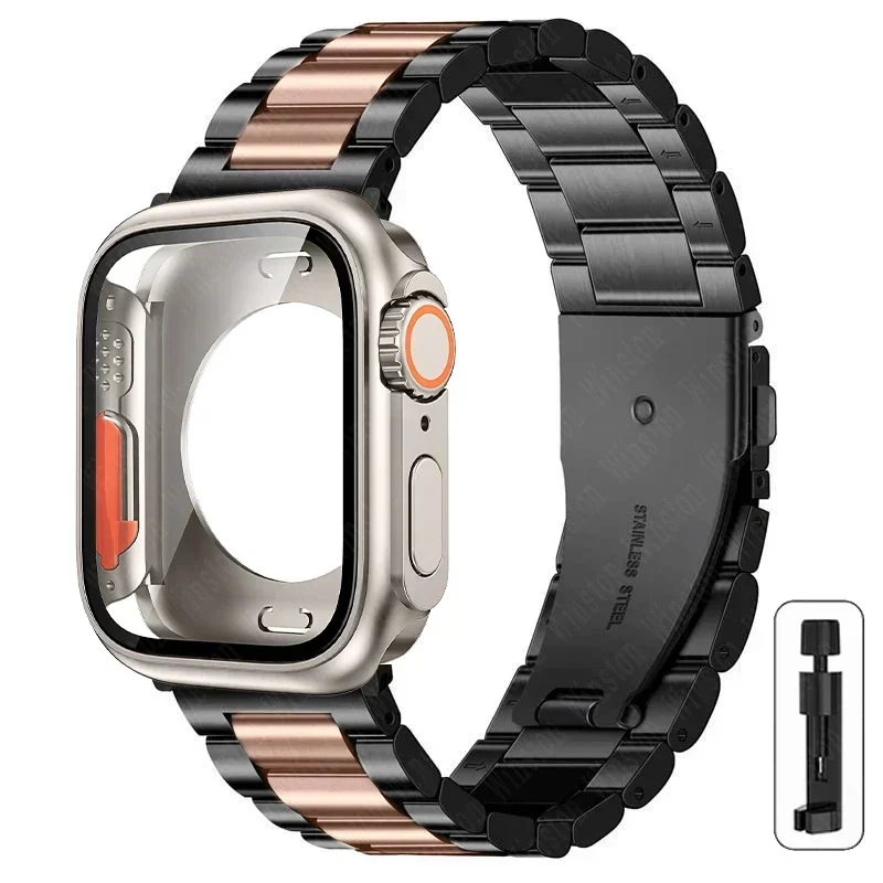 Premium Stainless Steel Watch Strap with Ultra Protective Case