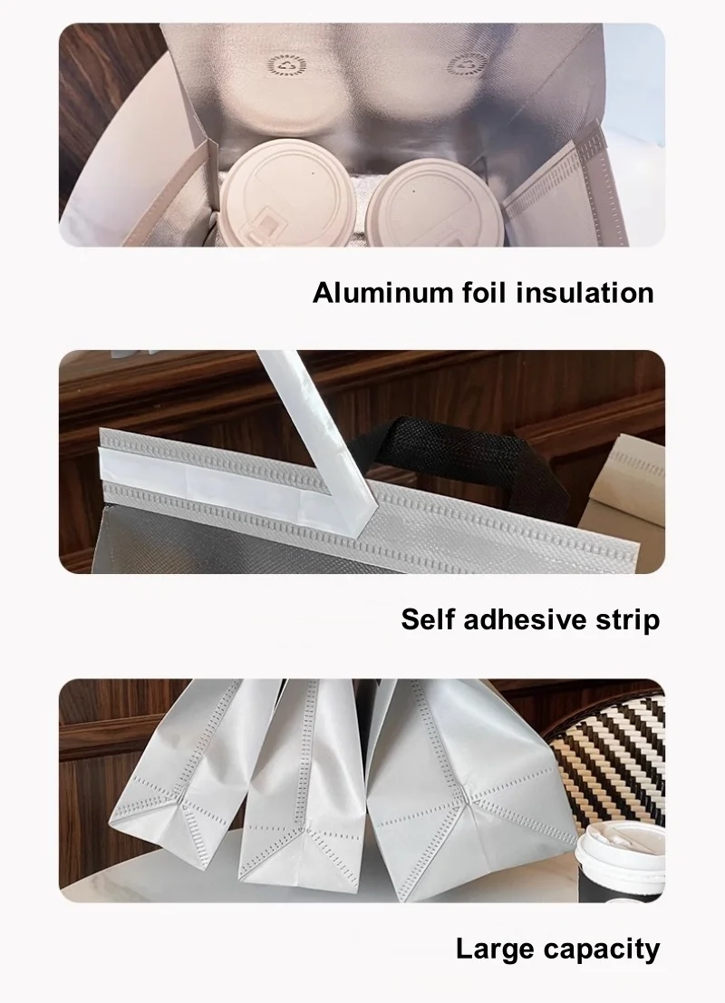 Insulated Tote Bag 🛍️ Grey Non-Woven Insulated Tote Bags – 10pcs Reusable Thermal Fabri... - SKU ITB01511 - UGI Pac...