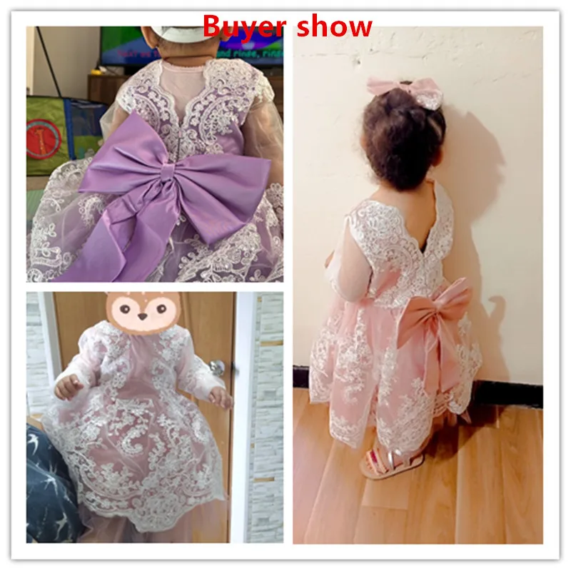 Girls Dress Baby Girl Dress 1-5Years Cute Baby Girl Princess Dress Toddler Girl Embroidery Floral Lace Brithday Party Big Bow Prom Tutu Costume