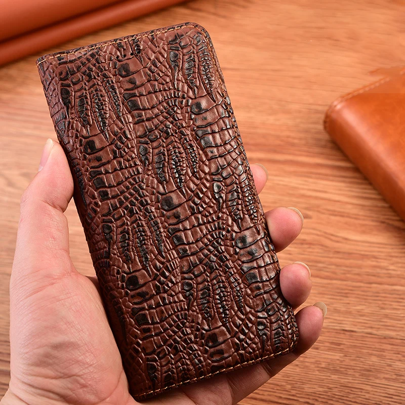 

Crocodile Claw Genuine Leather Case For XiaoMi Redmi Note 10 10s 10T Pro Max Redmi Note10 Lite Magnetic Flip Cover Phone Cases