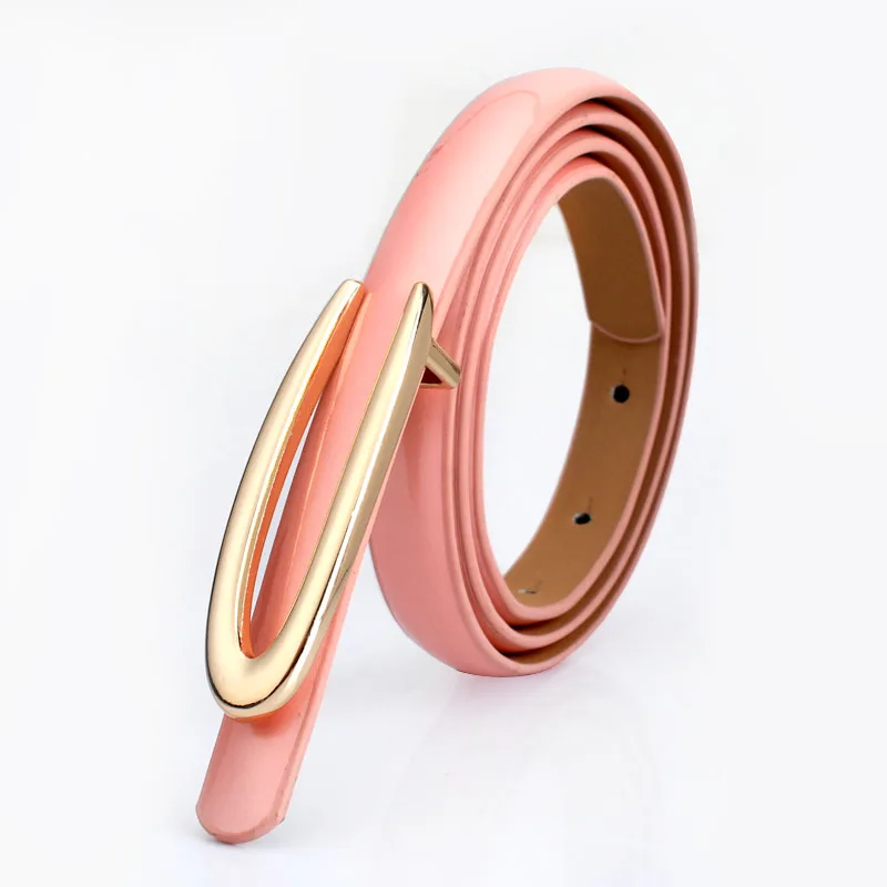 Elegant Gold Buckle Genuine Leather Women's Belt