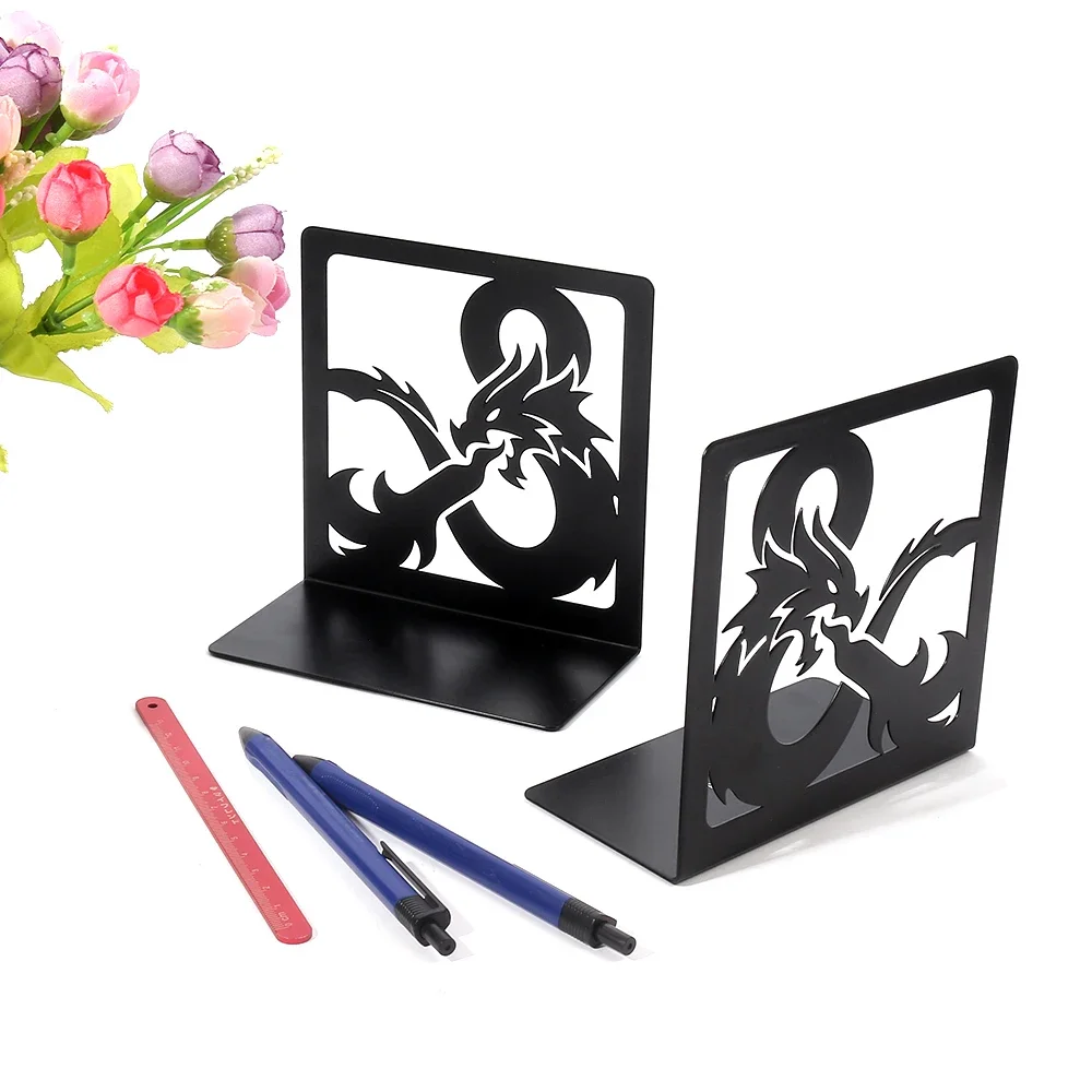 Ancient dragon book ends hollow punk sting-out dragon book shelf office table ornaments iron support learning stationery book organizer book holder book stand