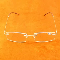 Titanium Alloy 15 Layers Coated Medical Silicone Nose Pads Antislip Temple Rimless Frame Reading Glasses +0.75 +1 +1.25 To +4 2