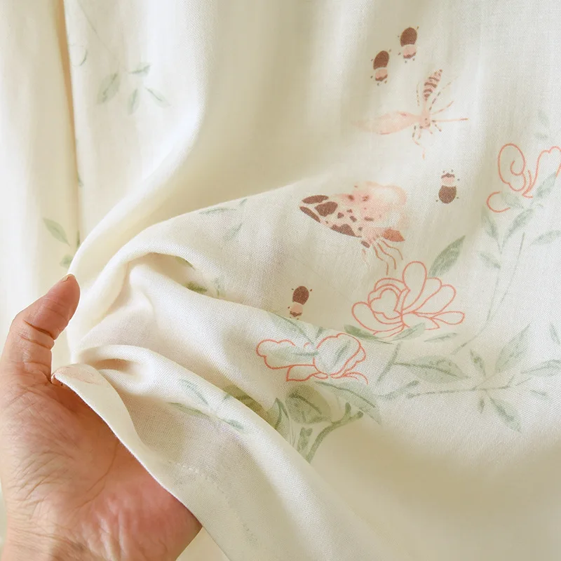 Neue Pyjamas Frau Baumwolle Nachtwäsche Set Lose Beiläufige Hause Tragen Kleidung Drucken Vintage Nachtwäsche Pijama Weibliche Schlafen Nachthemd – Detail 14