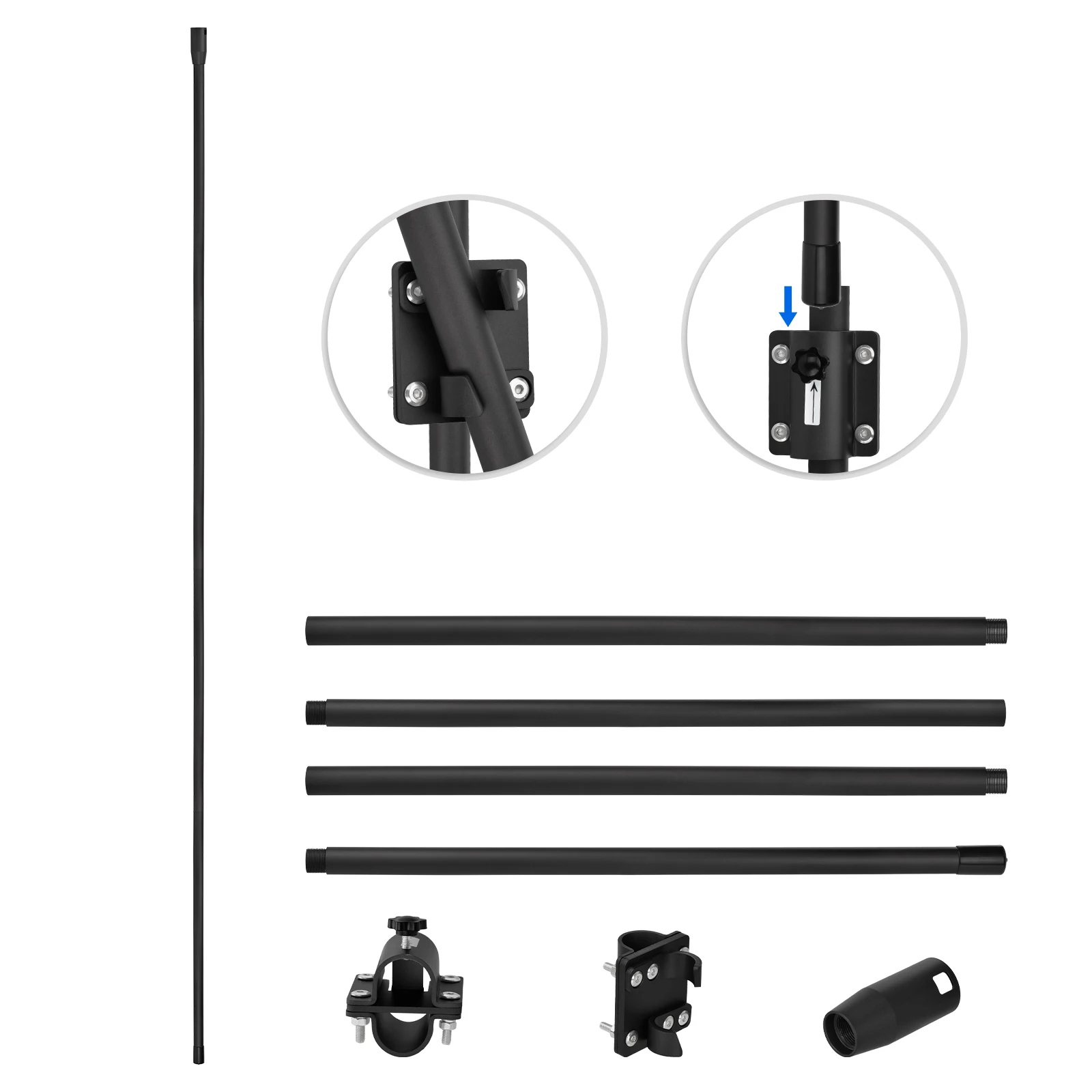 Superbat Aluminum Alloy RV Flagpole Long Pole Combo Bracket Mast Mounted for Starlink GEN 2 Transmitter Antenna Dish