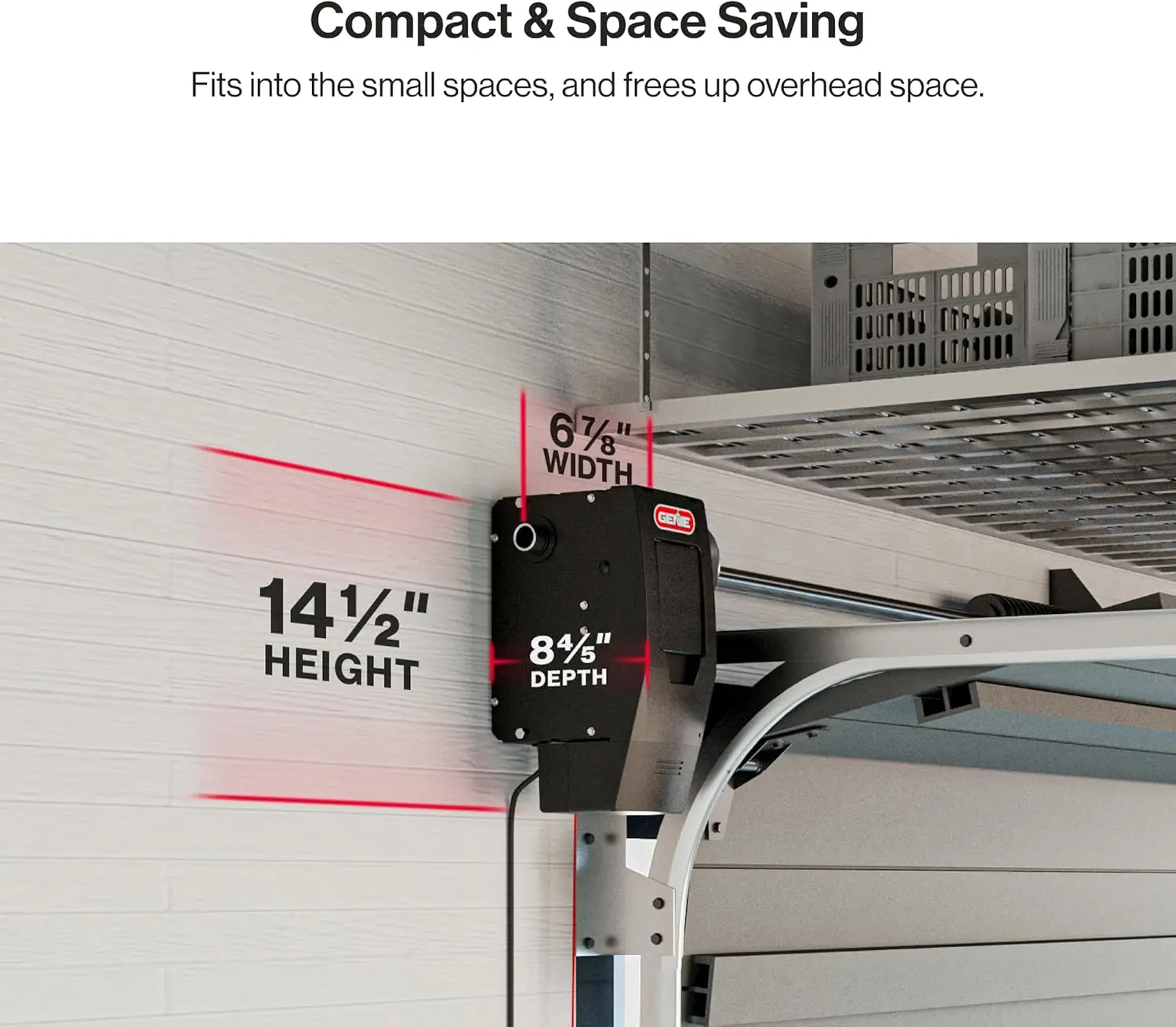 B6172H Wall Mount Smart Garage Door Opener, DC Motor Lifts up to 14ft high 850lbs, Black 5