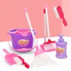 7 Pcs Cleaning Mopping Set Sweeping Toy Kit Pretend Play Playthings Children Tools Small Toys Role Broom Dustpan Mini 3