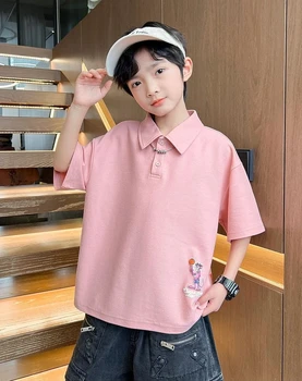 Polo estiva a maniche corte in cotone moda per bambini 5-13T 1