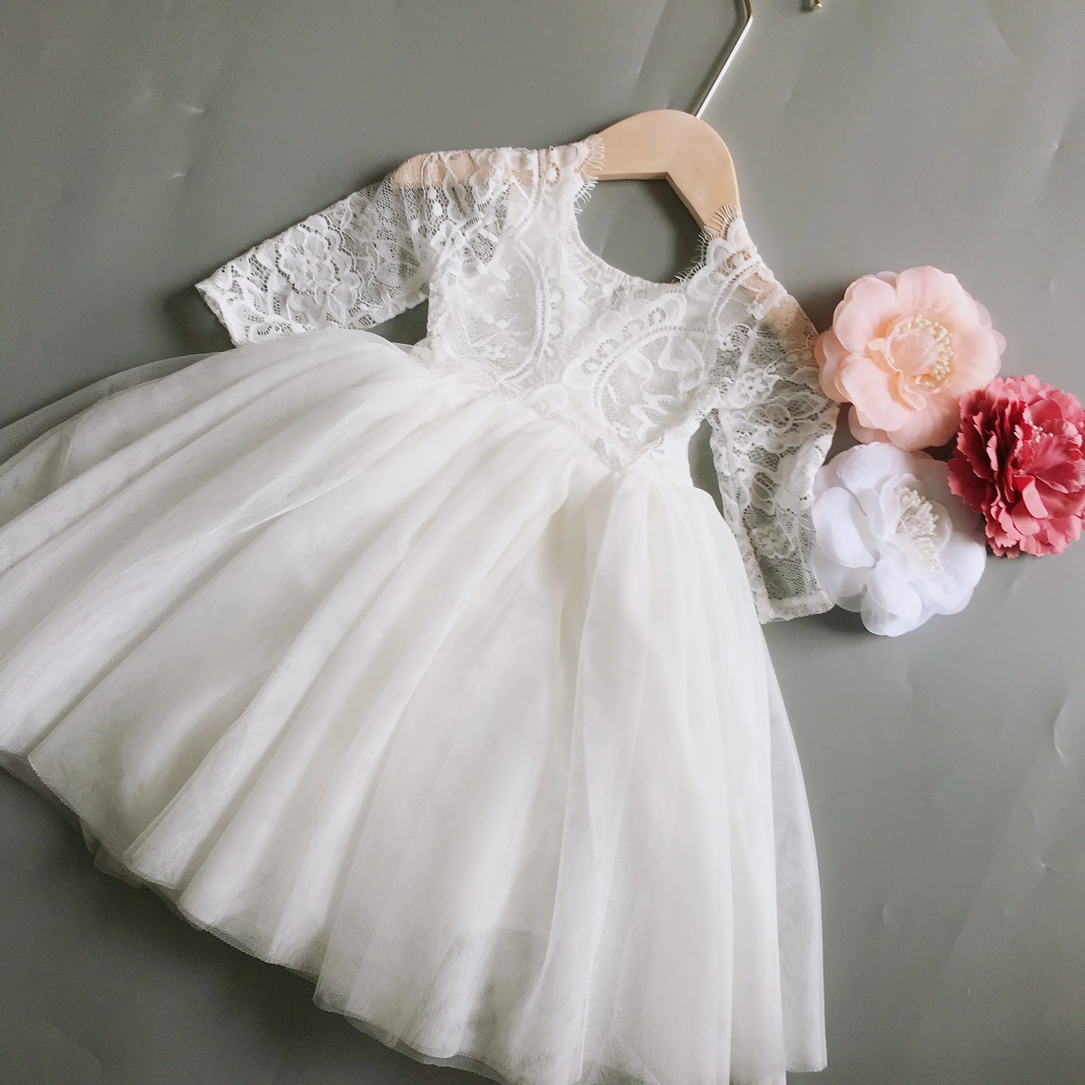 White Wedding Baby Dress Girls Baby White Flower Girls Dresse New