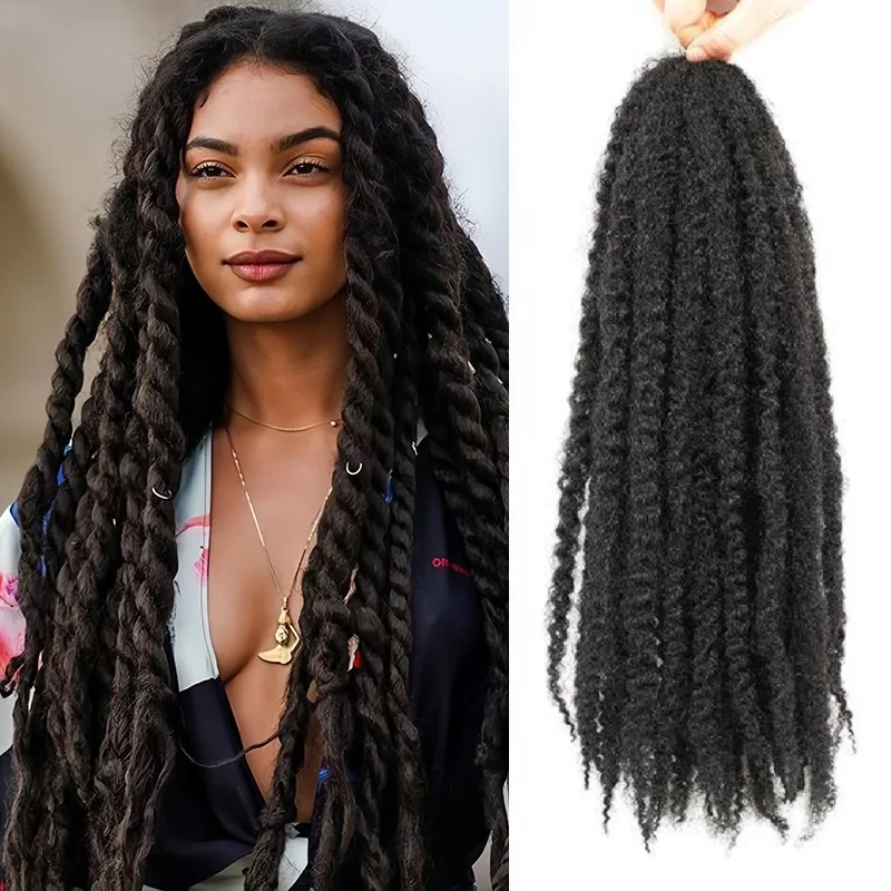 Black Star Afro Kinky Twist Crochet Braid Marley Braid Hair 18inch Senegalese curly crochet synthetic braid hair 125g/pack