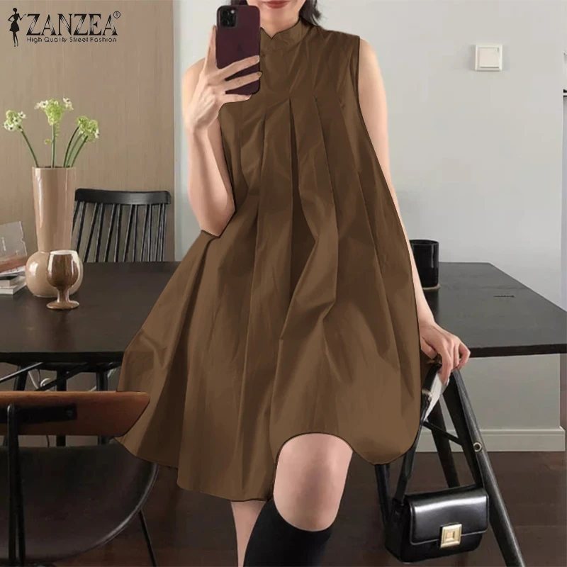 ZANZEA أنيق بدون أكمام على شكل حرف a فيستدوس 2024...