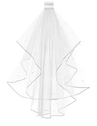 Girl White and Ivory Communion Wedding Beaded Veil Accessory with Comb 2024